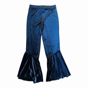 Walter Baker Black Pants Ruffle Wide Bell Bottom Flare Pull On Stretchy Size L